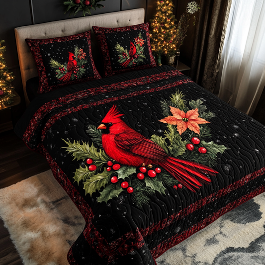 Christmas Cardinal TAI181024270 Quilt Bedding Set