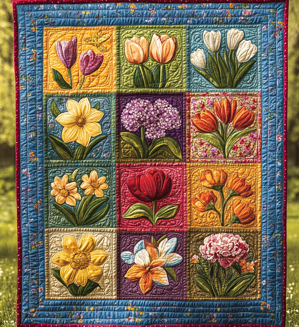 Spring Flowers DAI040225028 Quilt Blanket