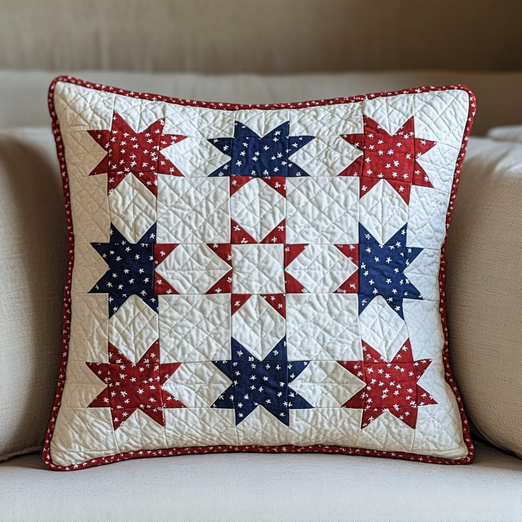 Patriotic Star DAI040225344 Quilted Pillow Case