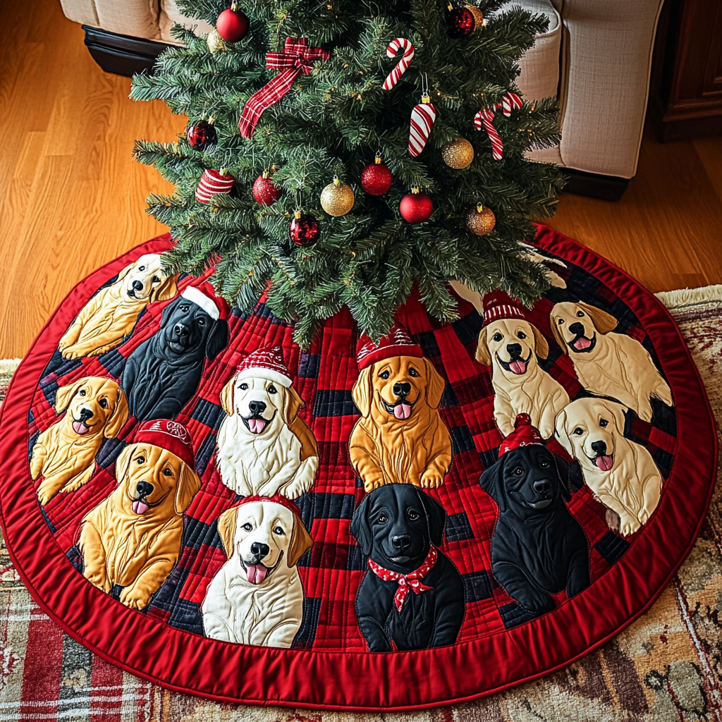 Christmas Golden Retriever TAI091024341 Quilted Tree Skirt