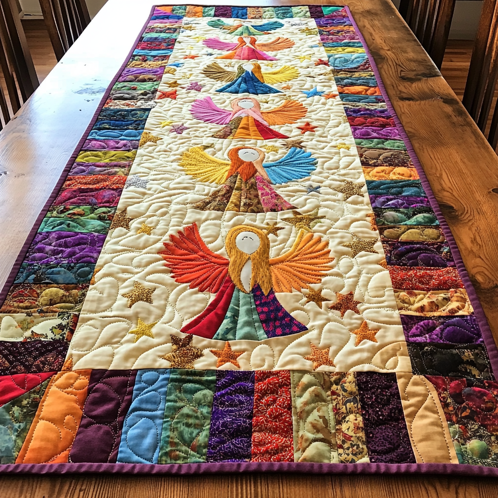 Angel DAI190225256 Quilted Table Runner – Alpha Quilt