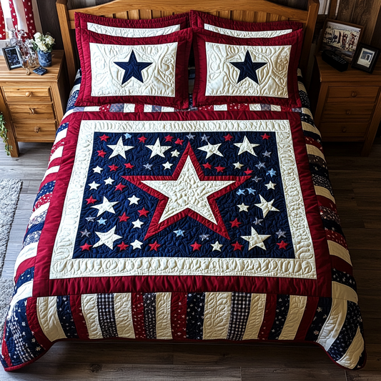 Patriotic Star DAI040225202 Quilt Bedding Set