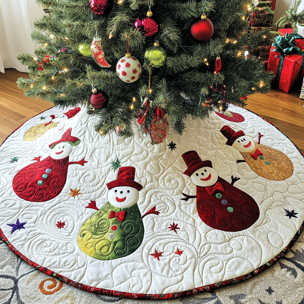 Christmas Snowman DAI040924119 Quilted Tree Skirt