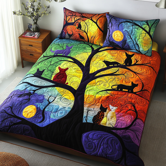 Cats On The Tree DAI040225256 Quilt Bedding Set