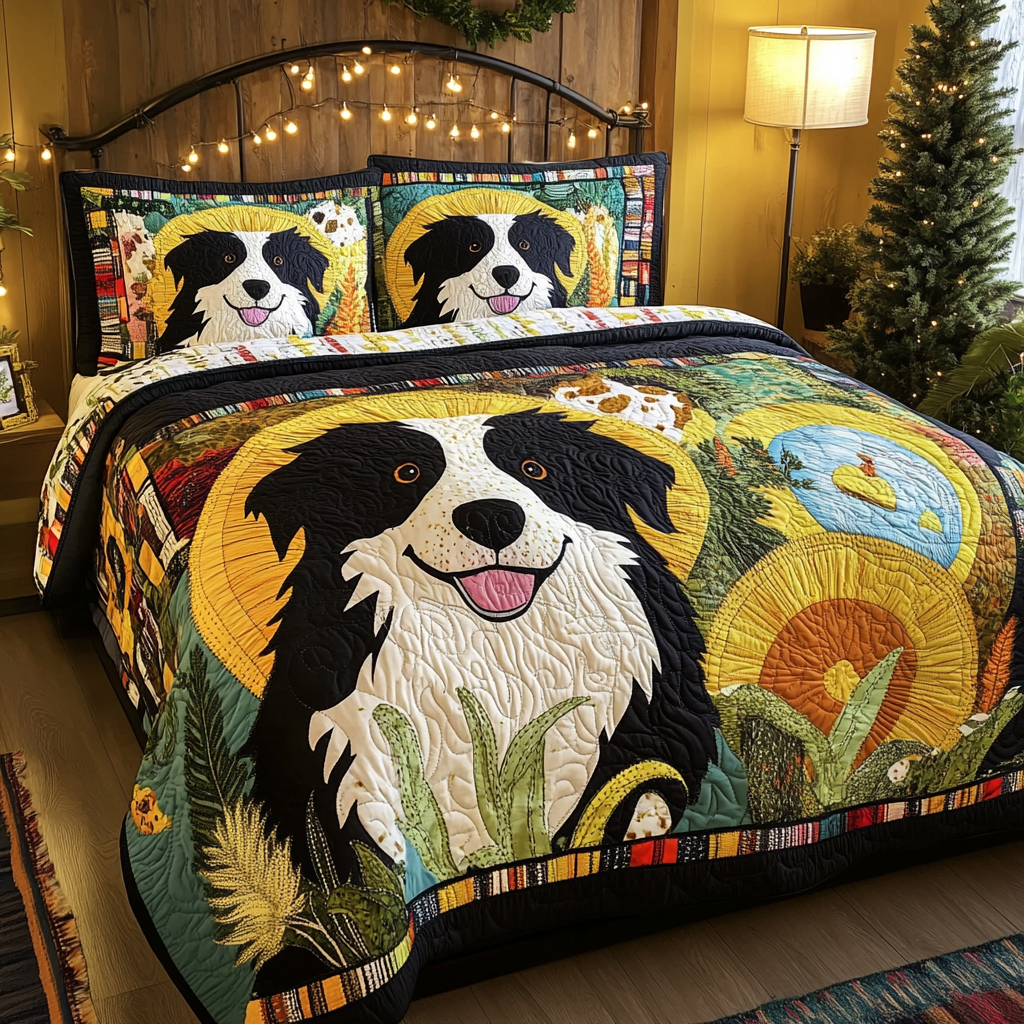 Border Collie TAI181024382 Quilt Bedding Set