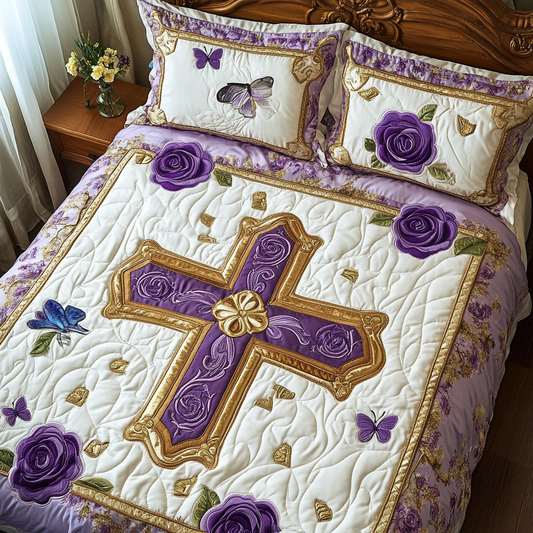 Rose Christian Cross DAI190225128 Quilt Bedding Set