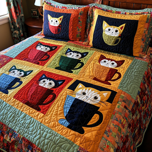 Cats In Cups DAI150125174 Quilt Bedding Set