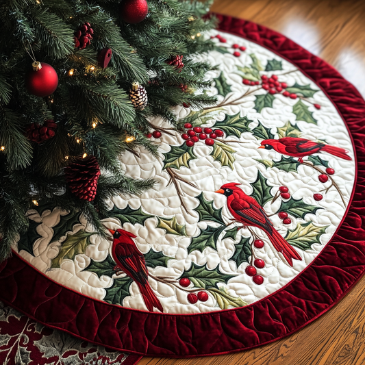 Christmas Cardinal TAI021024068 Quilted Tree Skirt