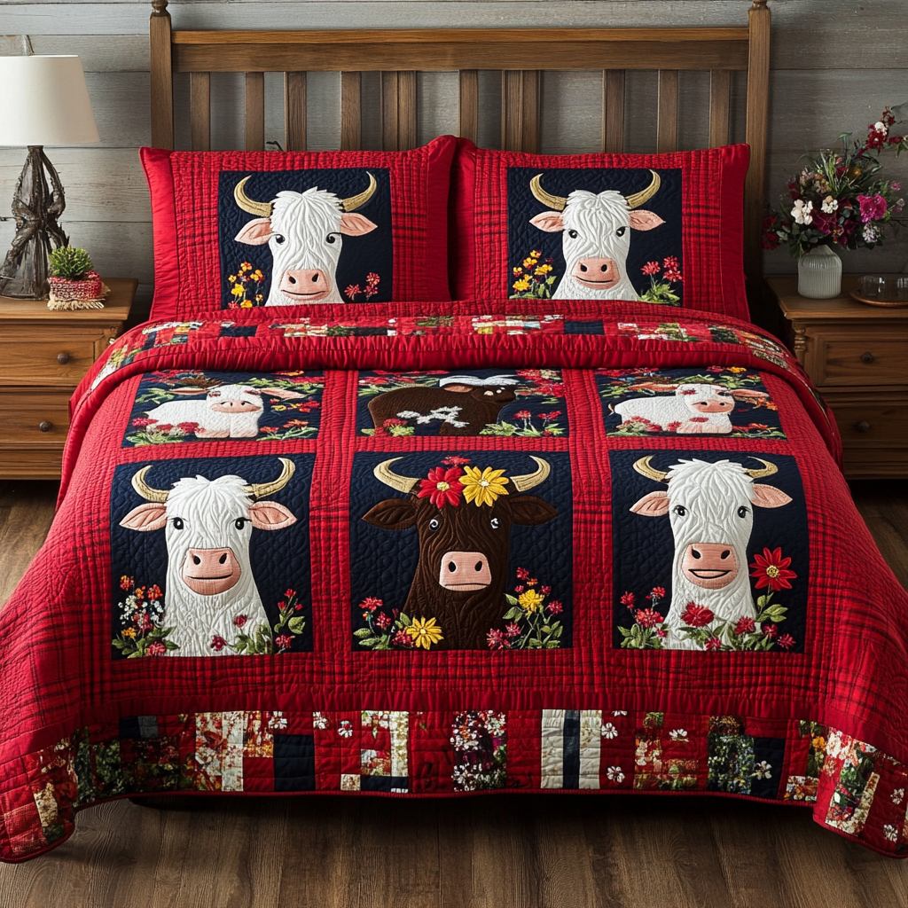 Highland Cow DAI040225303 Quilt Bedding Set