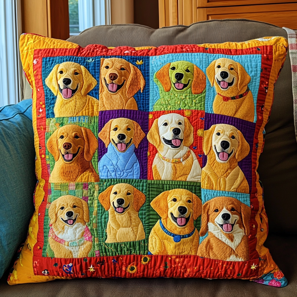 Golden Retriever TAI181024414 Quilted Pillow Case