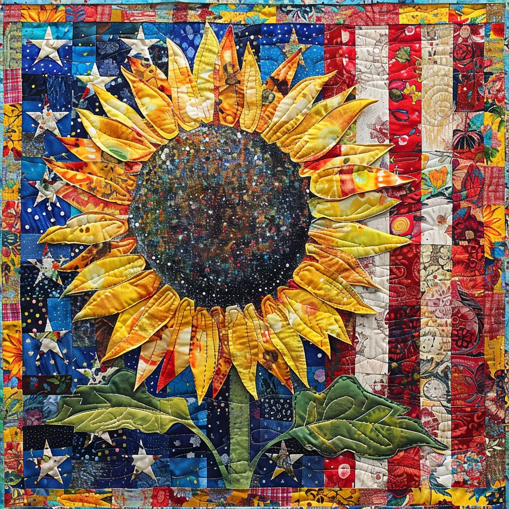 Patriotic Sunflower TAI080324047 Quilt Blanket