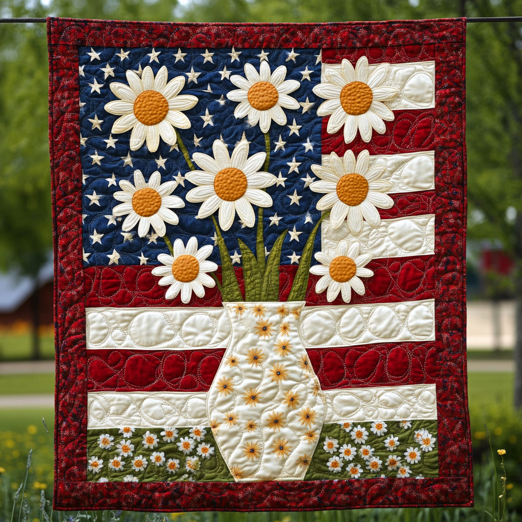 Patriotic Daisy Flower DAI200125159 Quilt Blanket