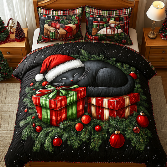 Christmas Sleepy Cat TAI201124218 Quilt Bedding Set