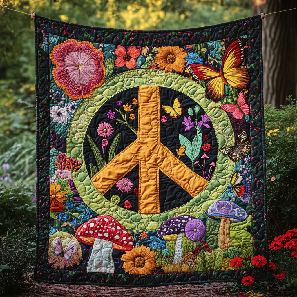 Hippie Peace DAI150125085 Quilt Blanket