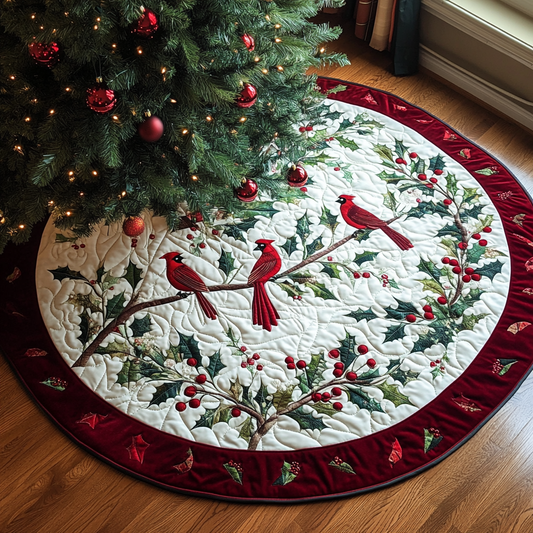 Christmas Cardinal TAI041024138 Quilted Tree Skirt