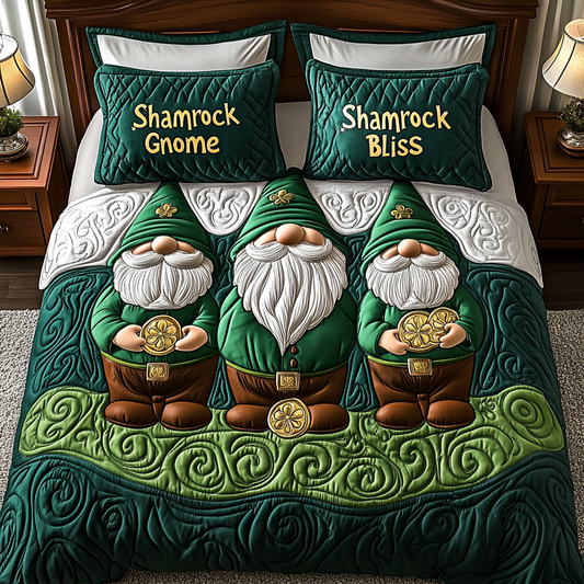 St Patrick Gnome TAI101224495 Quilt Bedding Set