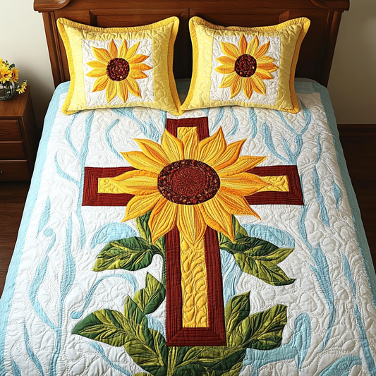 Sunflower Christian Cross DAI280824140 Quilt Bedding Set