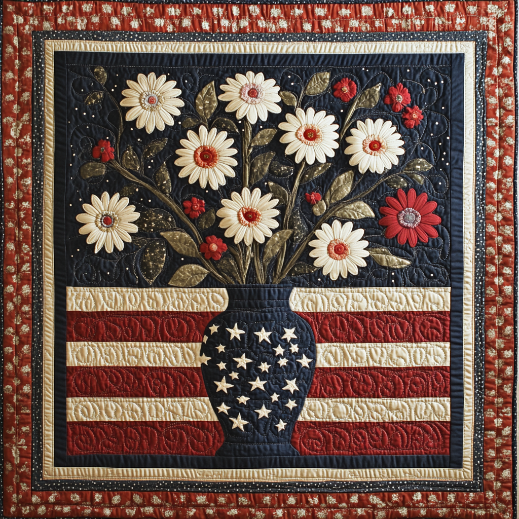 Patriotic Daisy Flower DAI200125157 Quilt Blanket