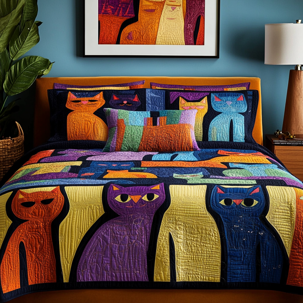 Abstract Cat TAI111124051 Quilt Bedding Set