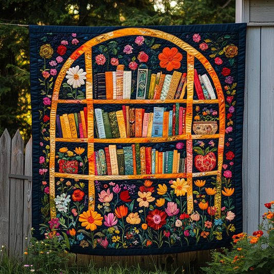 Flower Bookcase DAI090125141 Quilt Blanket