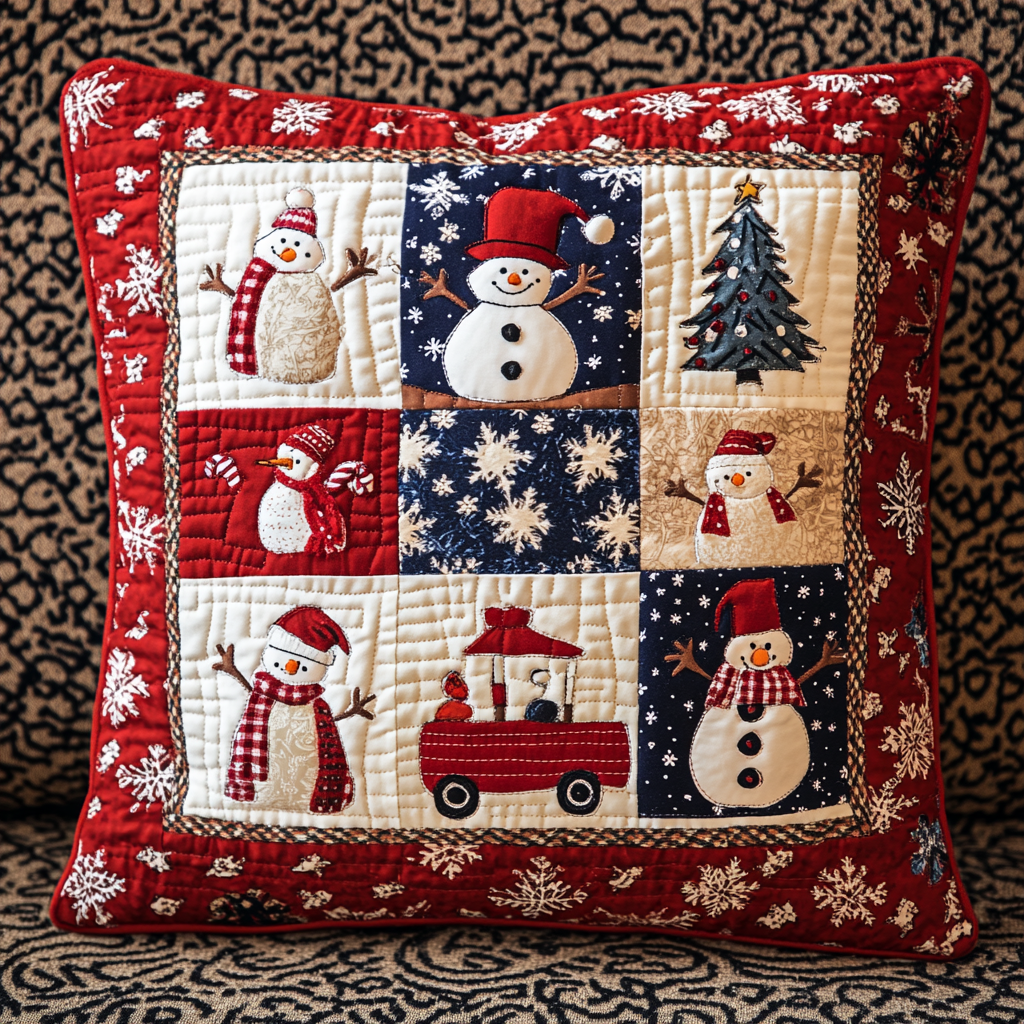 Christmas Snowman TAI181024451 Quilted Pillow Case