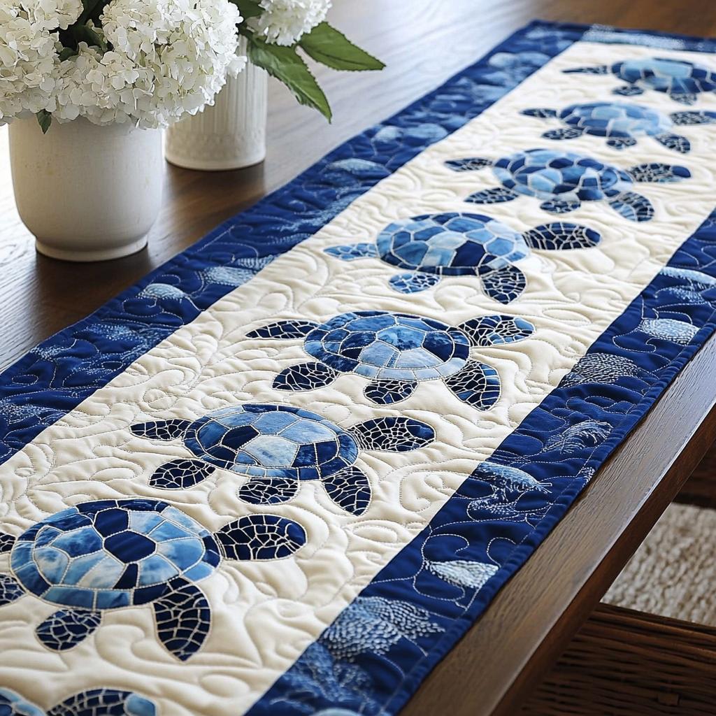 Sea Turtle TAI141124275 Quilted Table Runner