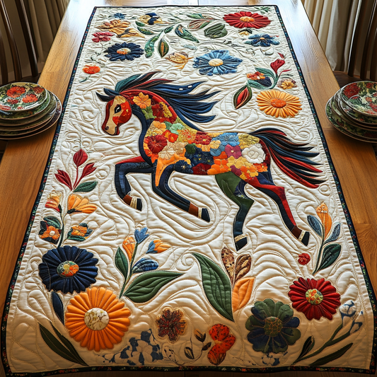 Floral Horse TAI021024199 Quilted Table Runner