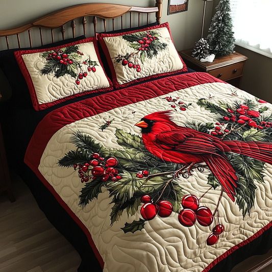 Christmas Cardinal TAI041024506 Quilt Bedding Set