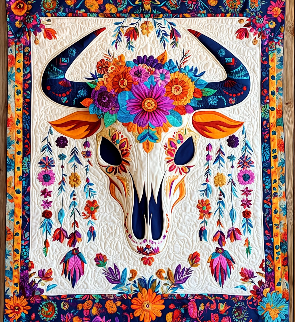 Hippie Bull Skull DAI171224034 Quilt Blanket – Alpha Quilt
