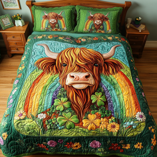 St Patrick's Day Highland Cow DAI090125048 Quilt Bedding Set