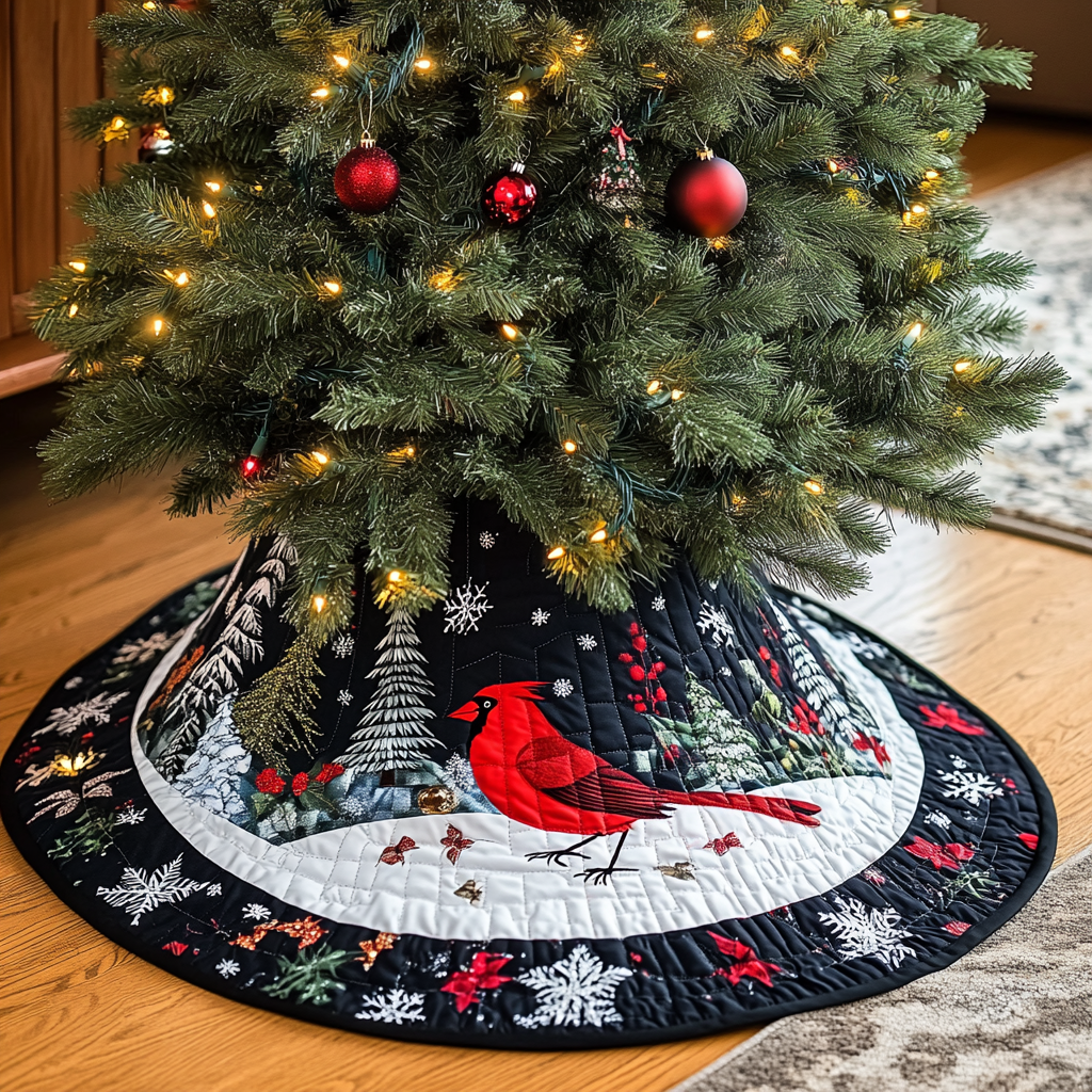 Christmas Cardinal TAI041024050 Quilted Tree Skirt