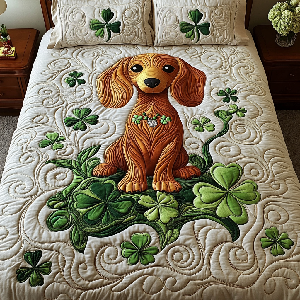 St Patrick'S Day Dachshund DAI040225279 Quilt Bedding Set