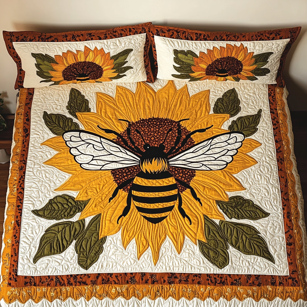 Sunflower Bee DAI040924031 Quilt Bedding Set