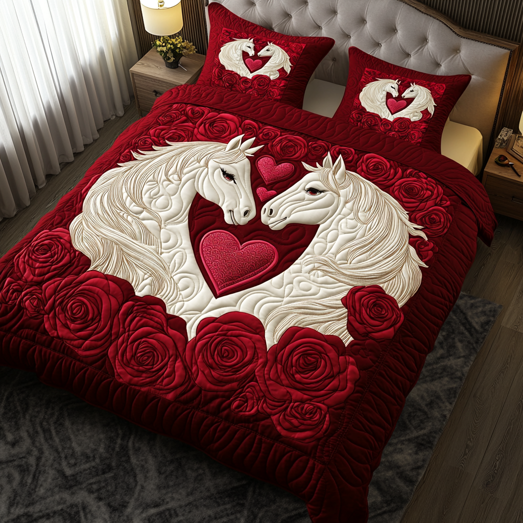 Valentine Horse DAI090125069 Quilt Bedding Set