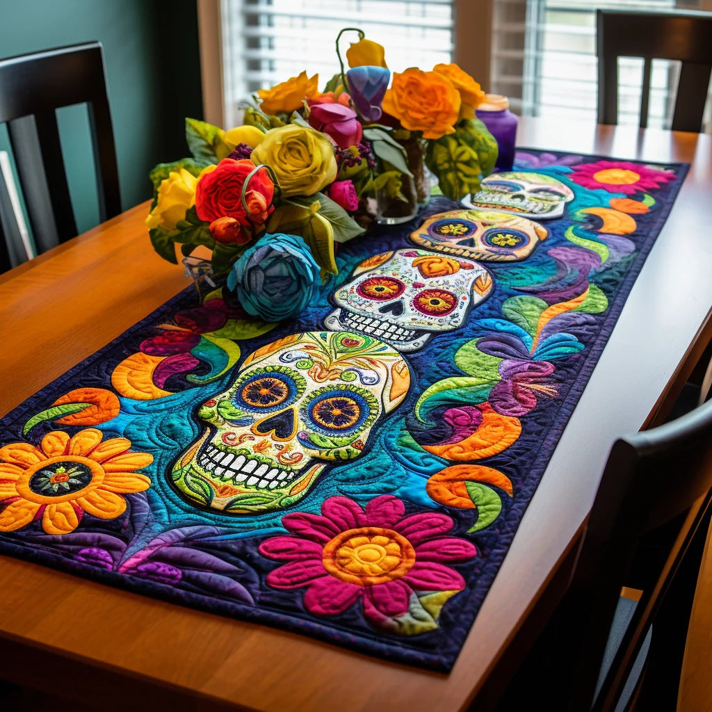 Sugar Skull TAI260224322 Quilted Table Runner