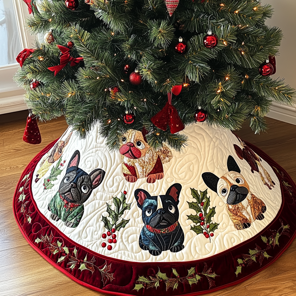 French Bulldog TAI041024224 Quilted Tree Skirt