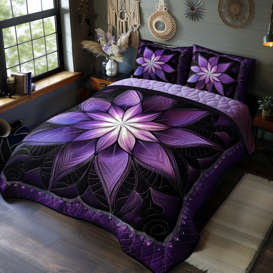 Purple Flower TAI170724027 Quilt Bedding Set