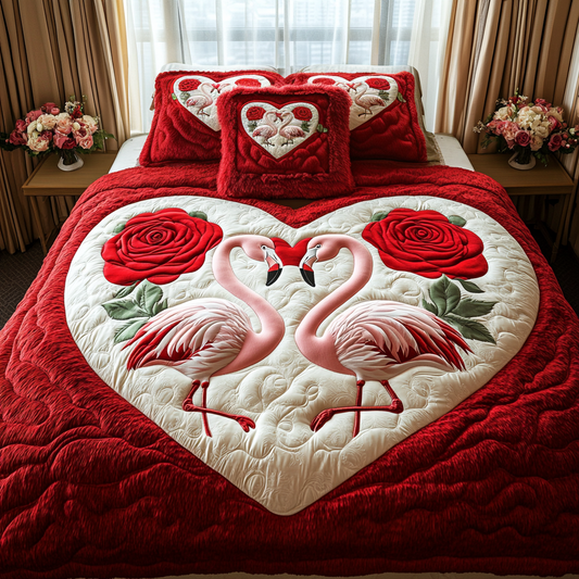 Valentine Flamingo DAI090125080 Quilt Bedding Set