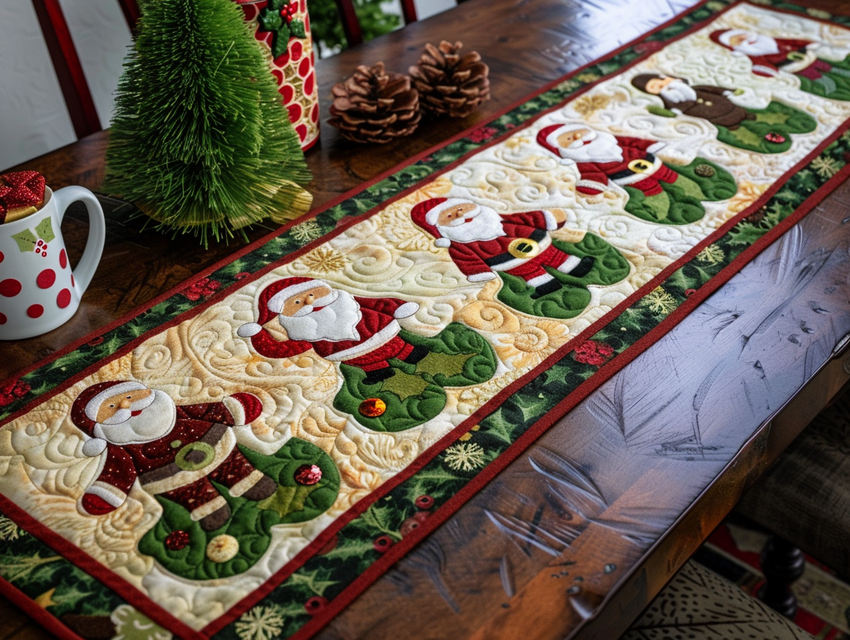 Christmas Santa TAI010824004 Quilted Table Runner