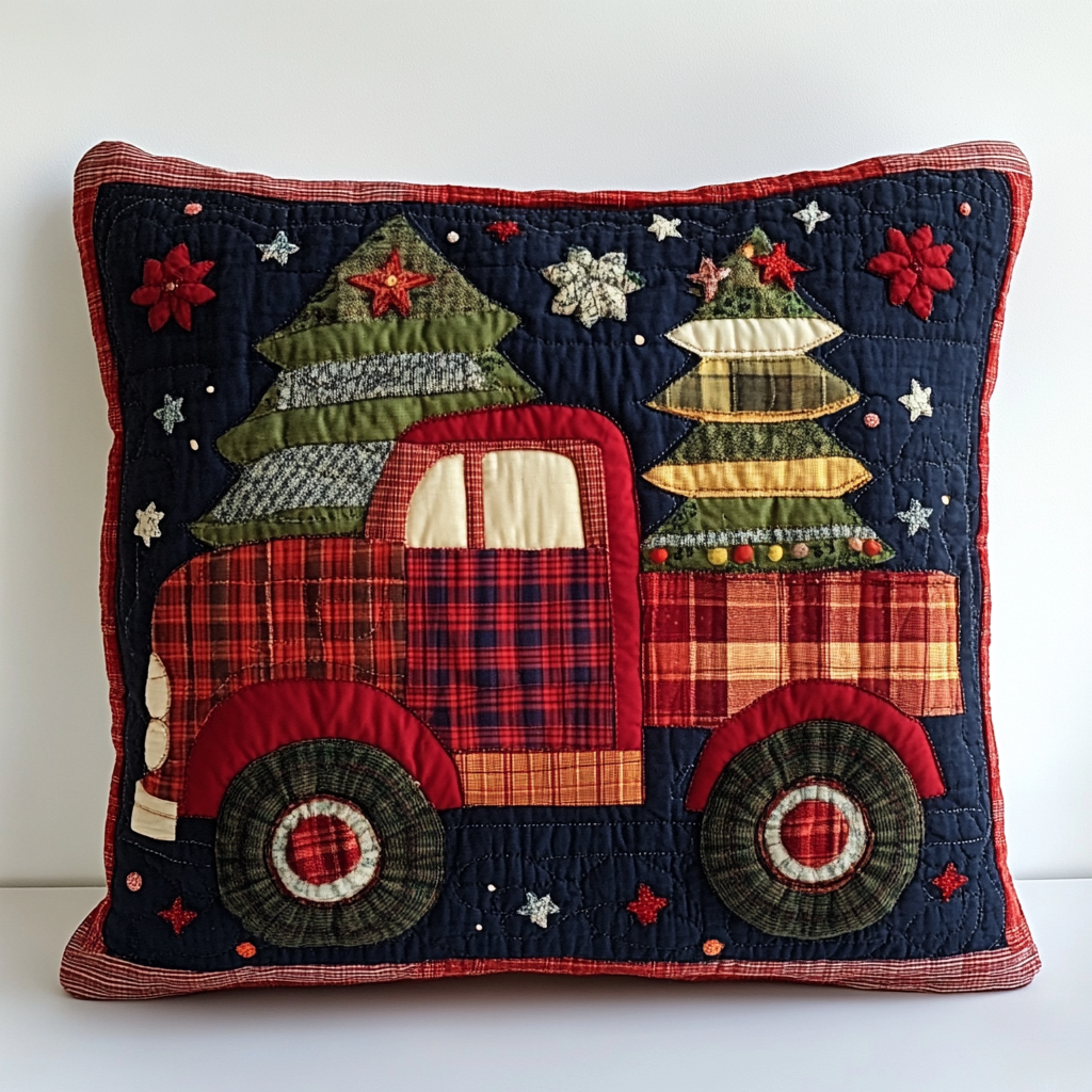 Christmas Truck TAI130824268 Quilted Pillow Case