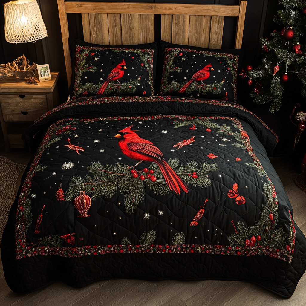 Christmas Cardinal TAI181024268 Quilt Bedding Set