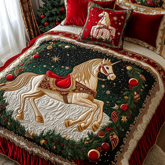 Christmas Carousel Horse TAI101224364 Quilt Bedding Set