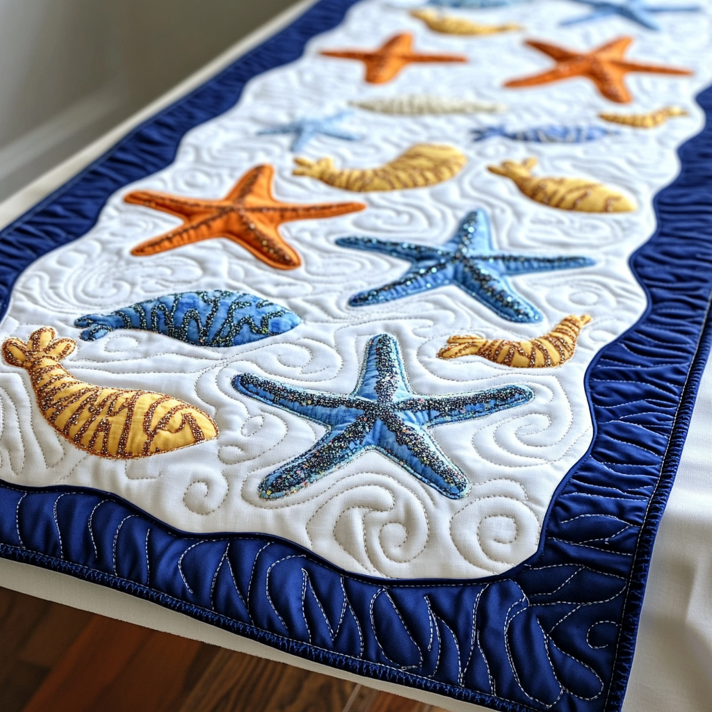 Starfish DAI200125341 Quilted Table Runner