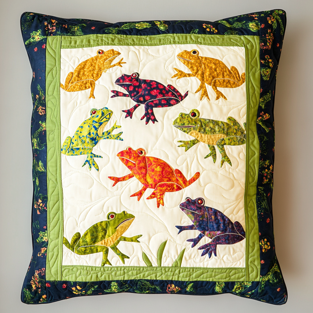 Frog DAI221024325 Quilted Pillow Case