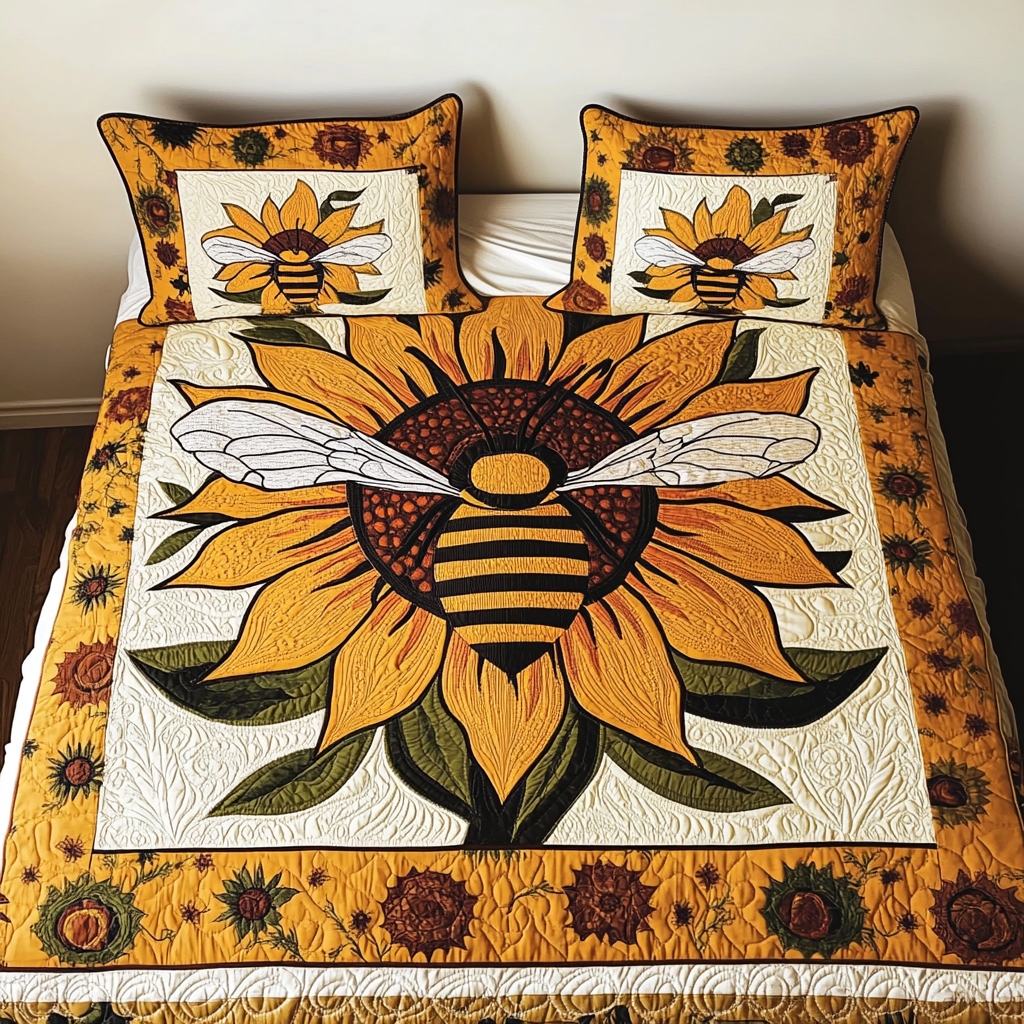 Sunflower Bee DAI040924030 Quilt Bedding Set