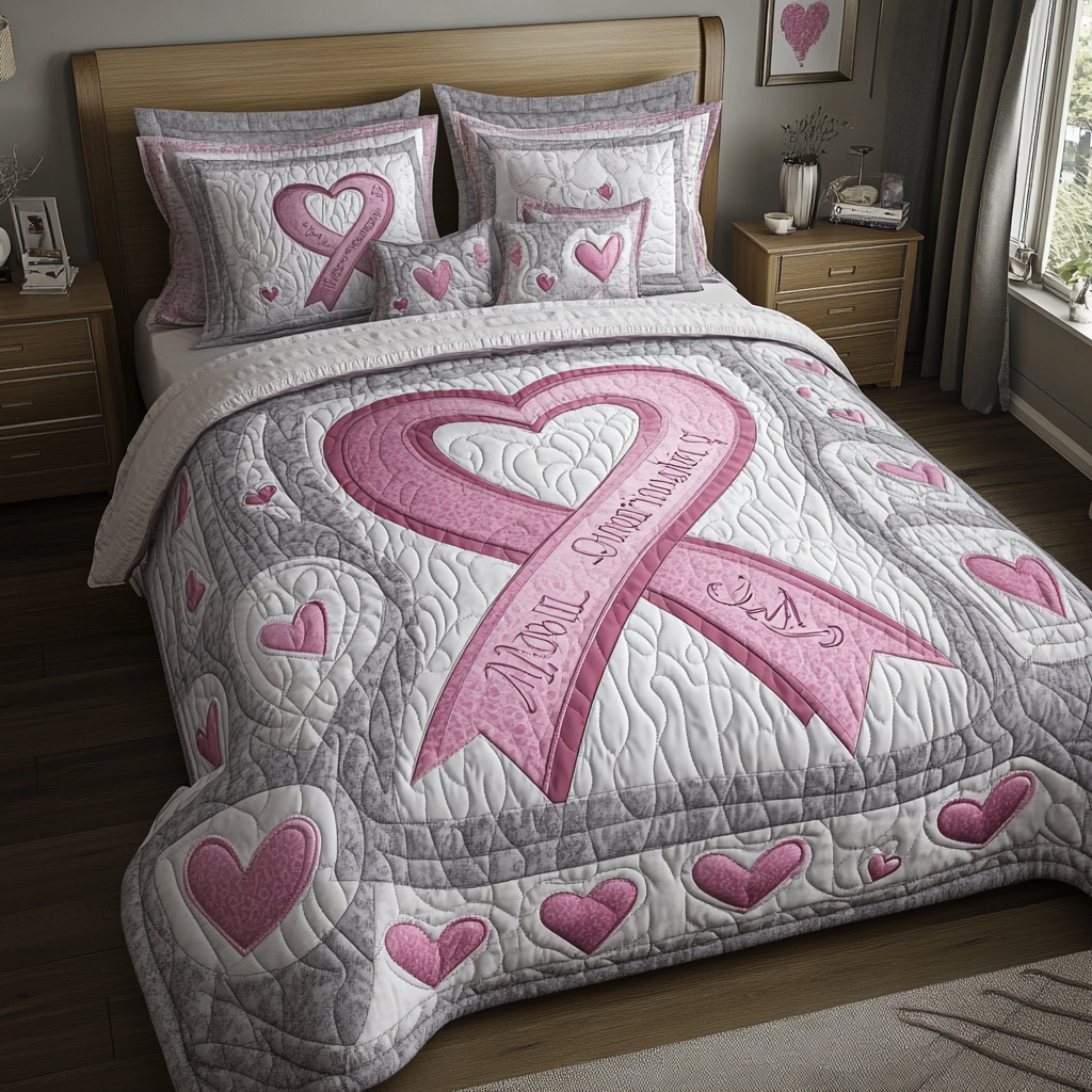 Breast Cancer Ribbon TAI101224289 Quilt Bedding Set