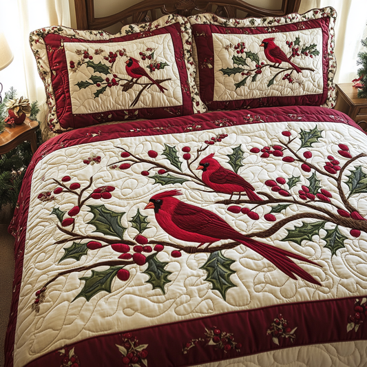 Christmas Cardinal TAI101224440 Quilt Bedding Set