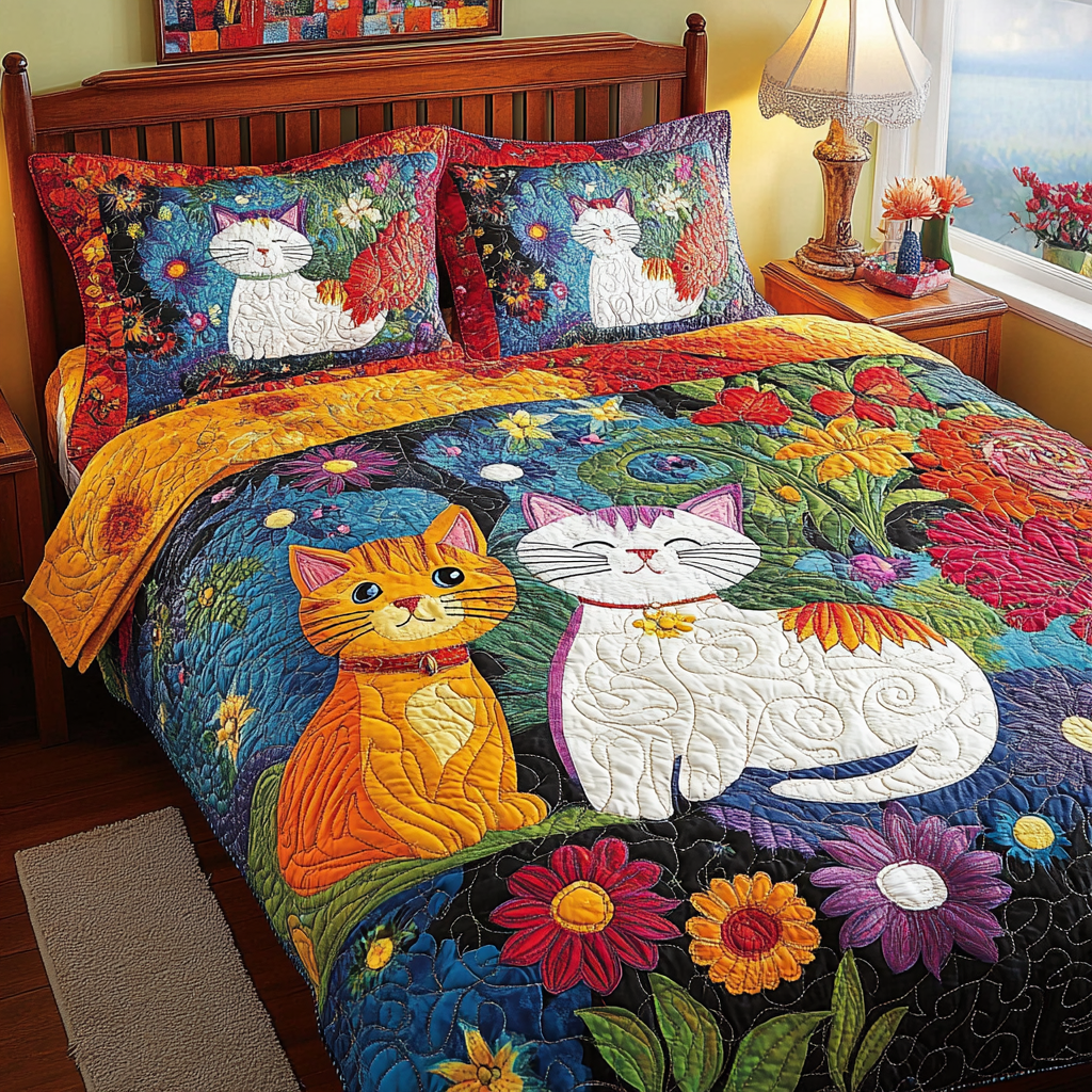 Cats In The Garden DAI110225184 Quilt Bedding Set