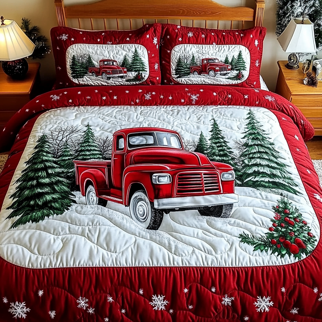 Christmas Truck TAI101224341 Quilt Bedding Set