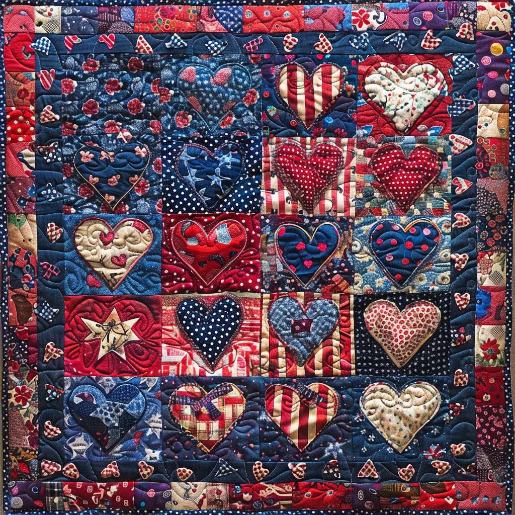 Patriotic Heart TAI020324182 Quilt Blanket